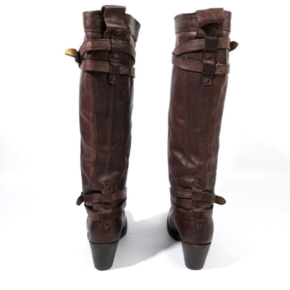 FRYE Jane Heritage Buckle Strap Knee High Western Riding Boots Horse Girl Brown - Picture 5 of 9